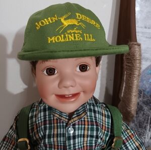 John Deere Green Plaid Porcelain Doll